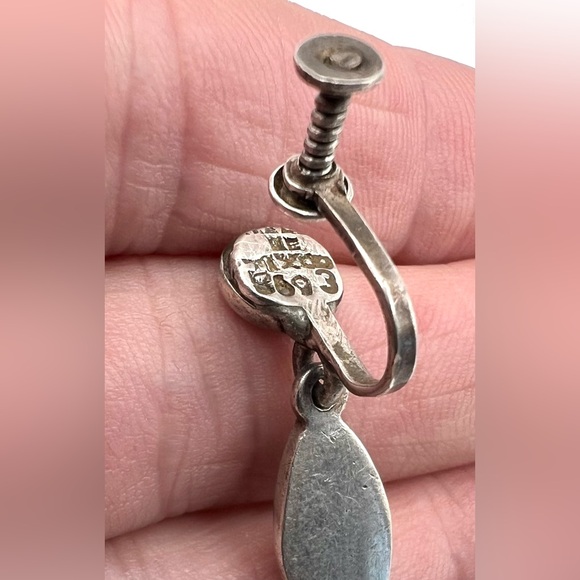 Margot De Taxco Mexico Sterling Silver Enamel Fish Screw Back Dangle Earrings - Picture 3 of 3